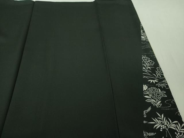平和屋本店●極上 訪問着 草花文 黒地 暈し染め 逸品 DZAB6749kh6