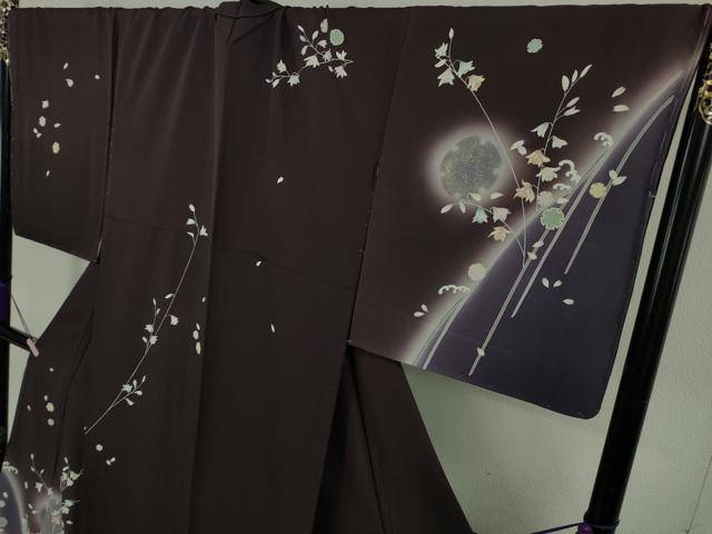 平和屋本店●極上 訪問着 駒刺繍 雪輪 枝花文 似せ紫色地 暈し染め 金彩 ロング丈 逸品 未使用 DZAB6757kh6