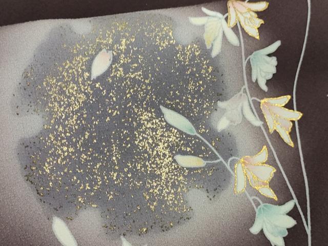平和屋本店●極上 訪問着 駒刺繍 雪輪 枝花文 似せ紫色地 暈し染め 金彩 ロング丈 逸品 未使用 DZAB6757kh6