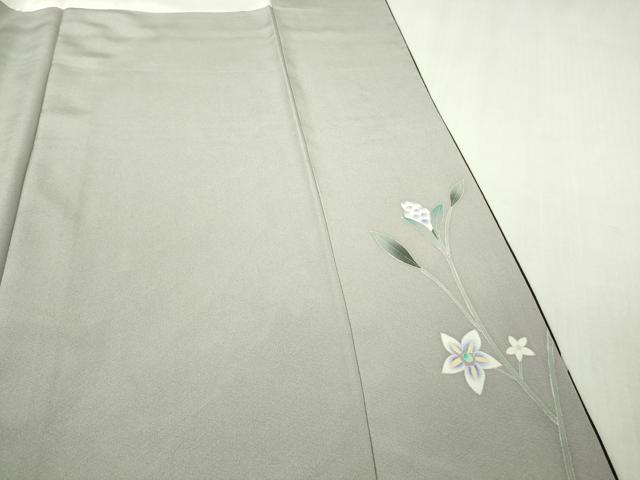 平和屋本店●極上 本加賀友禅作家 松島由美 訪問着 葡萄蔦の葉 草花文 紫黒色地 ロング丈 逸品 DZAB6758kh6