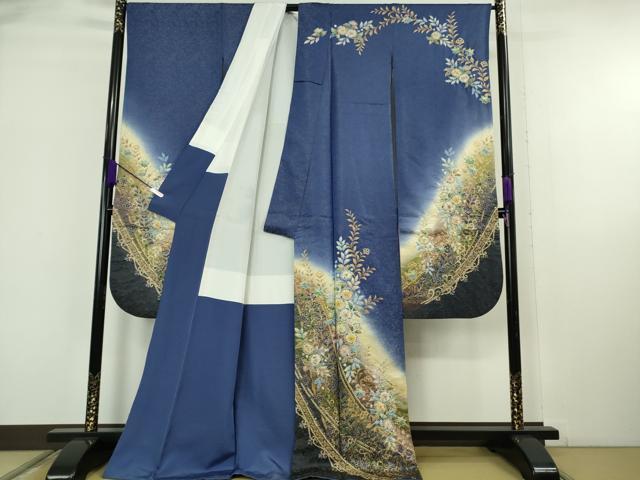 平和屋着物●極上 越後十日町の一流染匠 桐屋・翠山工房 徳永憲峯 振袖 辻が花 暈し染め 金彩 金通し地 逸品 DZAB6761kh6