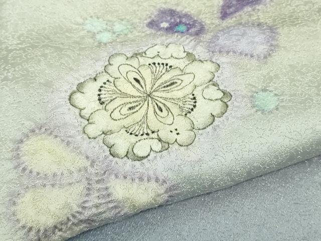 平和屋本店●極上 久保田一竹 幻の辻が花 訪問着・長襦袢セット 勿忘草色地 暈し染め 銀通し地 反端付き ロング丈 逸品 DZAB6762kh6