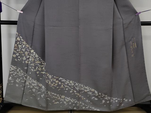 平和屋本店●極上 金彩友禅 卓越技能者・名工・和田光正 訪問着 鶴亀 宝尽くし吉祥文 源氏鼠色地 暈し染め 金銀彩 逸品 未使用 DZAB6767kh6
