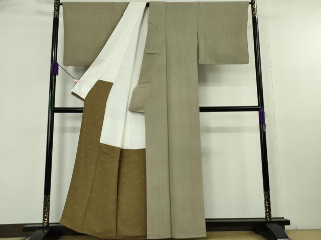 平和屋本店●極上 人間国宝 小宮康孝 重要無形文化財 人間国宝 児玉博 江戸小紋 万筋 生壁色×白橡色 鈴乃屋 反端付き 逸品 DZAB6774kh6