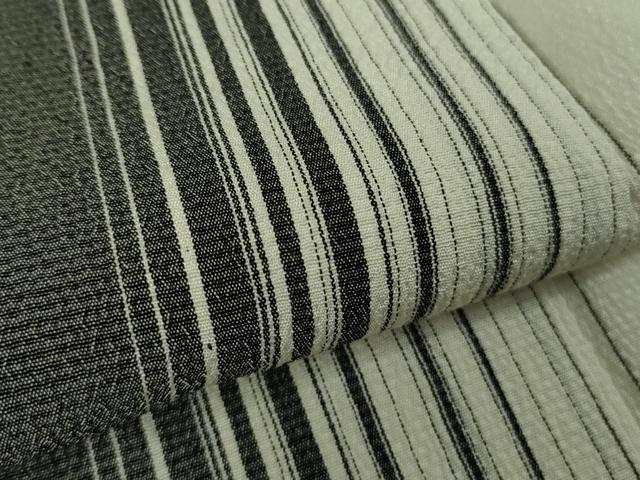 平和屋本店▽極上 お召 単衣 間道 逸品 DZAB6780kh6