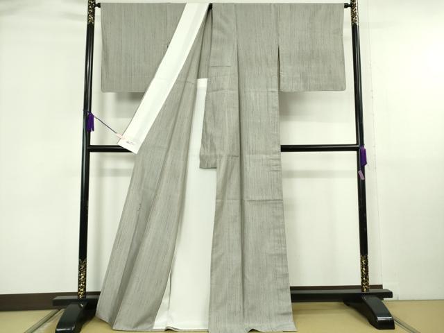 平和屋本店▽極上 五代目・諏訪好風 紬 単衣 好風五十彩 染め人織り人 薄墨色 やまと誂製 証紙付き 逸品 DZAB6785kh6