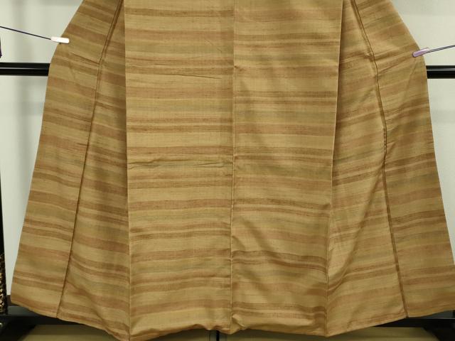 平和屋本店●極上 郡上紬 草木染 横段文 逸品 DZAB6788kh6