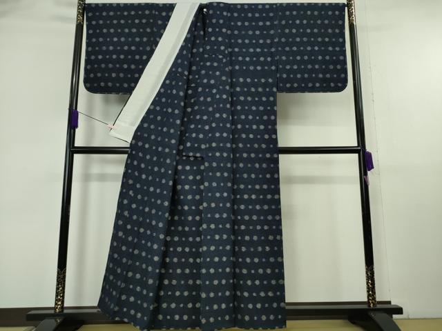 平和屋本店▽極上 浦野理一 経節紬 単衣 丸文 逸品 未使用 DZAB6791kh6