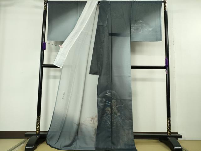 平和屋本店●極上 訪問着 無双 紗袷 紗×絽 作家物 風神雷神 螺鈿 暈し染め 金彩 逸品 未使用 DZAB6800kh6