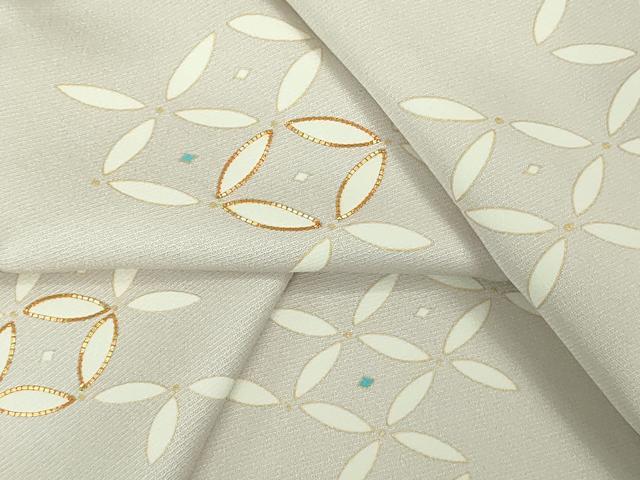平和屋本店●極上 訪問着 駒刺繍 七宝文 灰桜色地 金彩 逸品 DZAB6831kh6