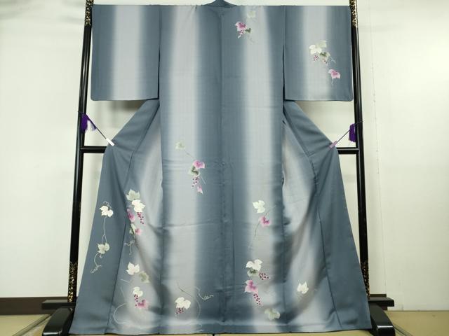 平和屋本店●極上 訪問着 リバーシブル 葡萄蔦の葉 暈し染め 金彩 やまと誂製 ロング丈 逸品 DZAB6835kh6