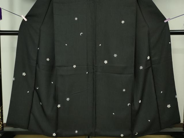 平和屋本店●極上 創業200年・7代目永治屋清左衛門 お召 唐織 三日月 桜 雪華 黒地 やまと誂製 逸品 DZAB6836kh6