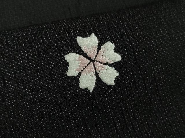 平和屋本店●極上 創業200年・7代目永治屋清左衛門 お召 唐織 三日月 桜 雪華 黒地 やまと誂製 逸品 DZAB6836kh6