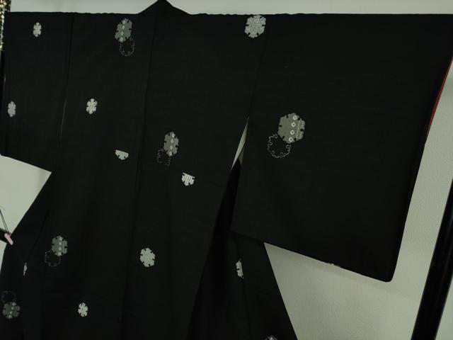 平和屋本店●極上 銀座もとじ 小紋 紬地 雪輪重ね 黒地 たとう紙付き 逸品 DZAB6837kh6
