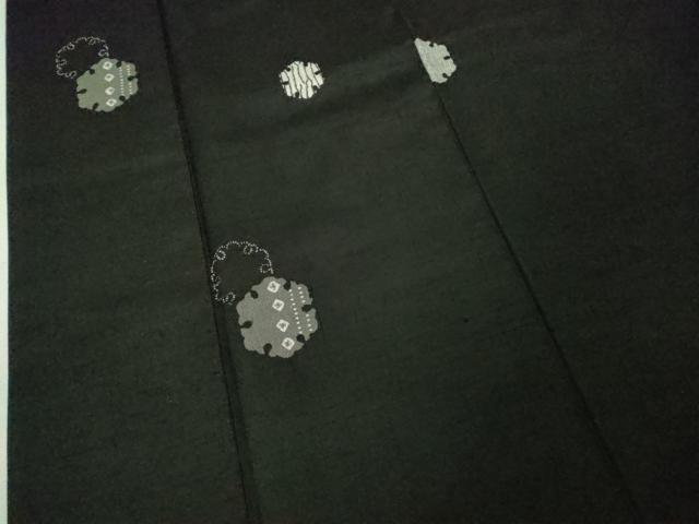 平和屋本店●極上 銀座もとじ 小紋 紬地 雪輪重ね 黒地 たとう紙付き 逸品 DZAB6837kh6
