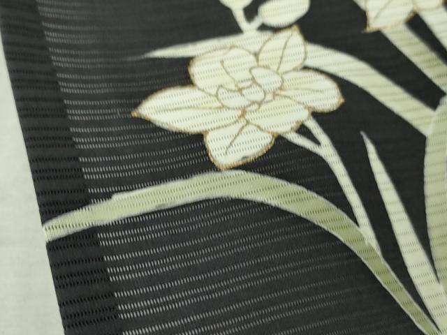 平和屋本店*極上 夏物 訪問着 変わり絽 草花文 藍鉄色地 暈し染め 金彩 逸品 DZAB6844kh6
