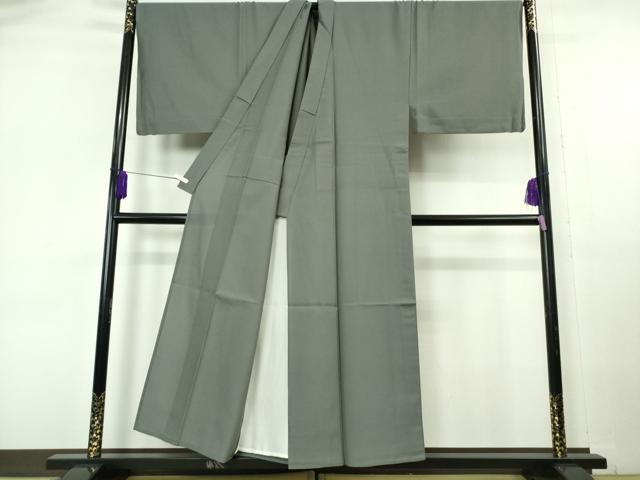 平和屋本店*極上 夏物 男性 お召 夏衣 キングサイズ 色無地 灰色 鈴源織物謹製 反端付き 逸品 DZAB6846kh6