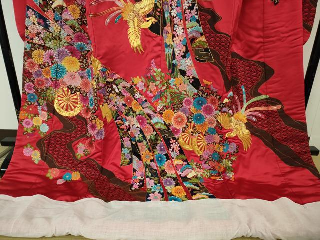 平和屋本店●極上 中国三大刺繍 相良刺繍 色打掛 お引きずり 和装 婚礼 結婚式 花嫁 駒刺繍 束ね熨斗鳳凰花車 金糸 逸品 DZAB6850kh6