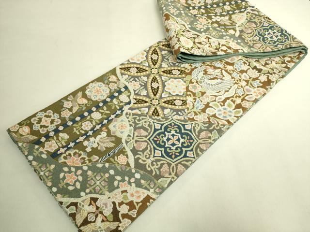 平和屋本店●最高級 中国三大刺繍 総相良刺繍 総刺繍 袋帯 200万粒 総詰 切嵌花鳥文 金糸 逸品 DZAB6851kh6