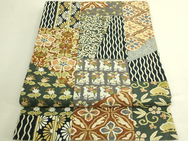 平和屋本店●極上 中国三大刺繍 総相良刺繍 総刺繍 袋帯 200万粒 総詰 名物裂 金糸 逸品 DZAB6852kh6