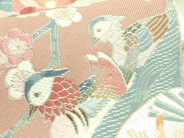 平和屋着物●極上 西陣 長嶋成織物 ながしま帯 本加賀友禅作家 西川健一 太鼓柄袋帯 唐織 四季扇面 瀞銀錦 引箔 逸品 DZAB6866kh6