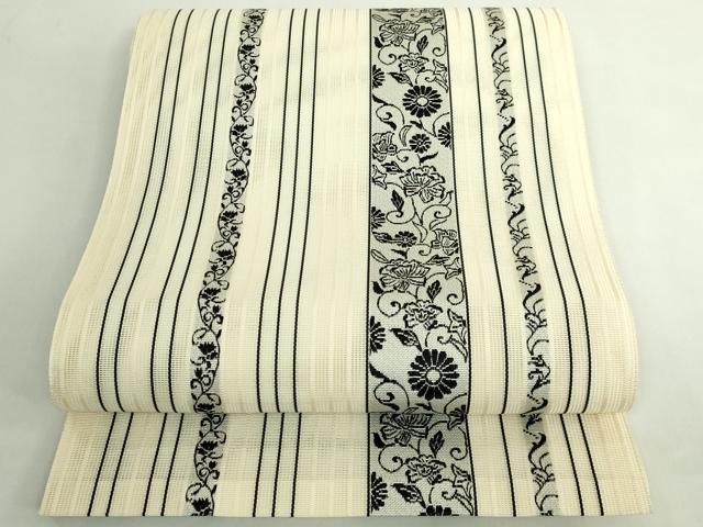 平和屋着物*極上 夏物 本場筑前博多織 八寸名古屋帯 紗間道 花唐草 さが美扱い 逸品 DZAB6871kh6