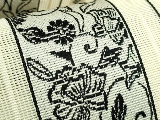 平和屋着物*極上 夏物 本場筑前博多織 八寸名古屋帯 紗間道 花唐草 さが美扱い 逸品 DZAB6871kh6