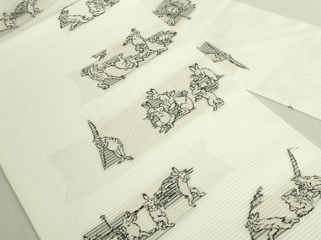 平和屋着物*極上 夏物 九寸名古屋帯 鳥獣戯画 逸品 未使用 DZAB6875kh6