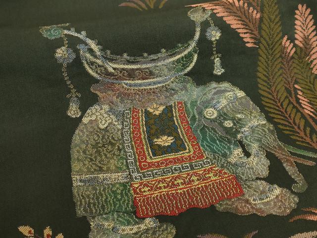 平和屋着物●極上 太鼓柄袋帯 インドゾウ 羊羹色地 金銀糸 逸品 DZAB6876kh6