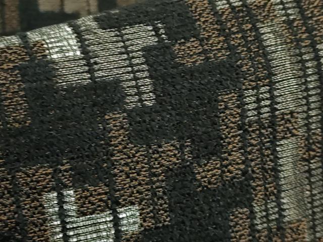 平和屋着物●極上 キモノデザイナー 斉藤上太郎 六通柄袋帯 抽象文様 黒地 銀糸 逸品 DZAB6877kh6