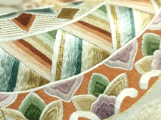 平和屋本店●極上 中国三大刺繍 蘇州刺繍 総刺繍 太鼓柄袋帯 狆 金銀糸 逸品 DZAB6879kh6
