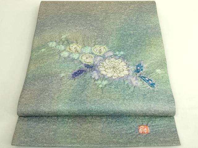 平和屋本店●極上 久保田一竹 幻の辻が花 太鼓柄袋帯 金通し地 逸品 DZAB6887kh6