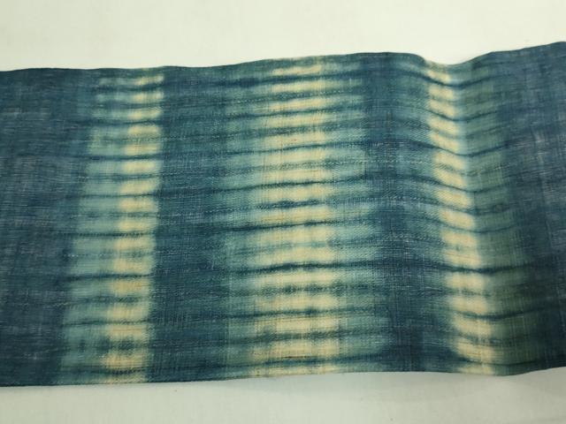 平和屋本店*極上 夏物 九寸名古屋帯 絞り染め 藍 麻 逸品 DZAB6889kh6