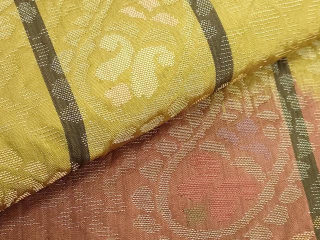 平和屋着物●極上 洛風林 工芸帯地 九寸名古屋帯 ペイズリー花文 金糸 逸品 DZAB6919kh6