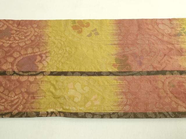 平和屋着物●極上 洛風林 工芸帯地 九寸名古屋帯 ペイズリー花文 金糸 逸品 DZAB6919kh6