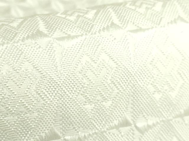 平和屋着物●極上 八寸名古屋帯 切子柄 白地 逸品 DZAB6921kh6