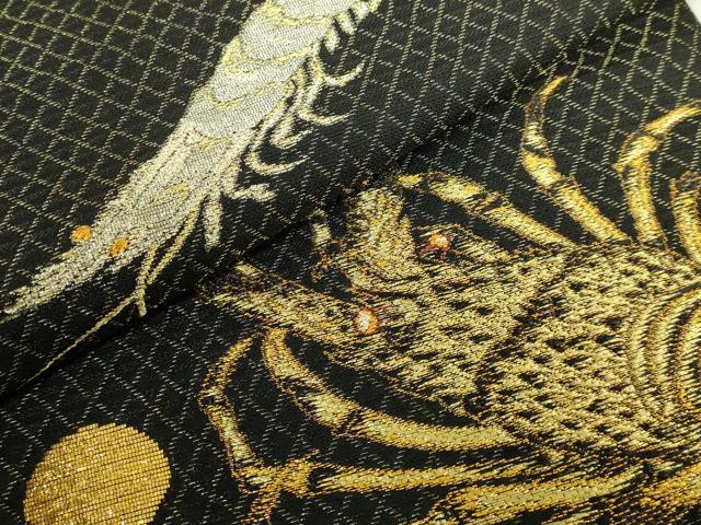 平和屋本店●極上 創業280年 誉田屋源兵衛 太鼓柄袋帯 誉文平脱 海鮮祝 黒地 金銀糸 証紙・紙タグ・共箱付き 逸品 DZAB6948kh6