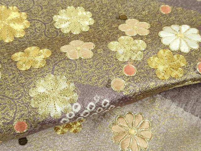 平和屋本店●極上 十日町 名門青柳高級ブランド 大喜百花 訪問着 駒刺繍 霞菊松花文 洗柿色地 金糸 逸品 DZAB6962kh6