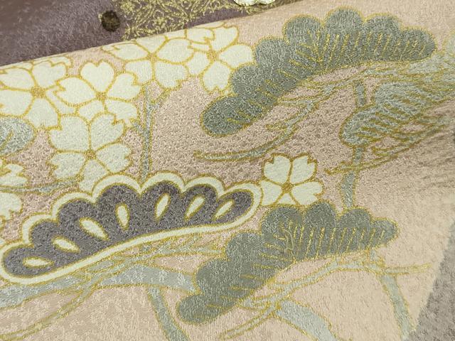 平和屋本店●極上 十日町 名門青柳高級ブランド 大喜百花 訪問着 駒刺繍 霞菊松花文 洗柿色地 金糸 逸品 DZAB6962kh6