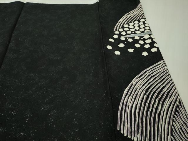 平和屋着物●極上 中国三大刺繍 相良刺繍 訪問着 重ね山花文 暈し染め 黒地 銀通し地 逸品 DZAB6966kh6