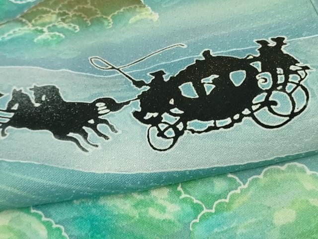 平和屋本店●極上 訪問着 馬車 お城 象牙色地 暈し染め 銀彩 逸品 DZAB6968kh6