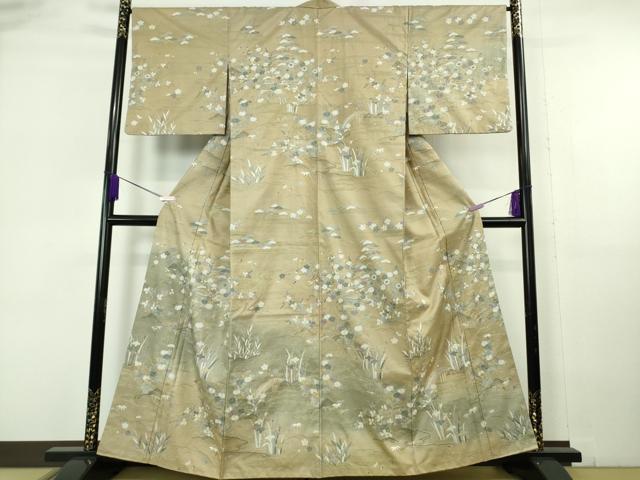 平和屋本店●極上 中国三大刺繍 スワトウ刺繍 汕頭刺繍 本場縞大島紬 訪問着 渡橋風景草花文 暈し染め 金糸 逸品 DZAB6971kh6