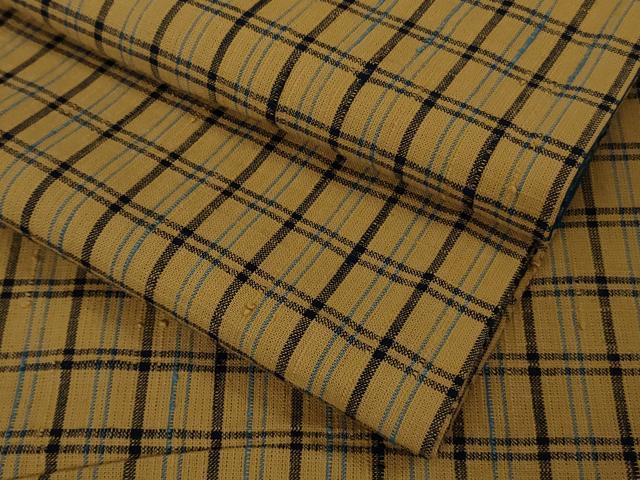 平和屋本店●極上 綿紬 格子 香染色地 綿 逸品 DZAB6972kh6