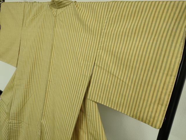 平和屋本店●極上 まほろば紬 鈴源織物謹製 縞 ロング丈 証紙付き 逸品 DZAB6974kh6