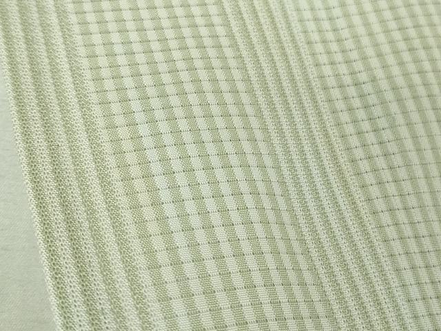 平和屋着物*極上 夏物 小紋 市松紋絽 縞 若芽色×砂色 暈し染め 逸品 DZAB6975kh6