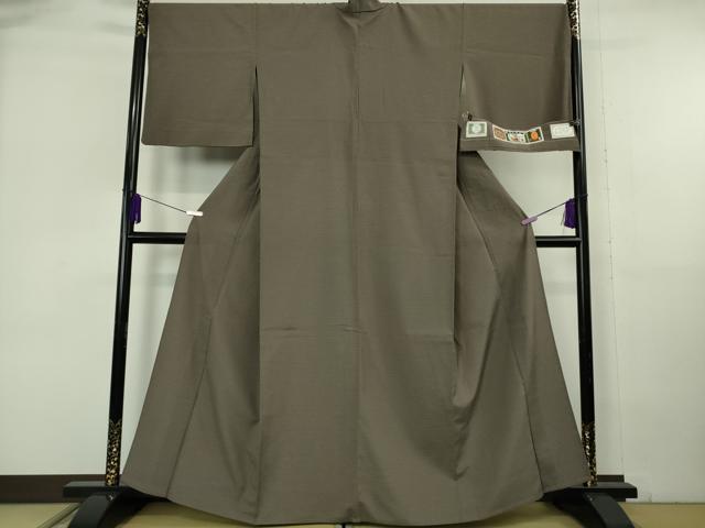 平和屋着物▽極上 本塩沢 やまだ織 単衣 桑原タツノ作 江戸鼠色地 証紙付き 逸品 DZAB6980kh6