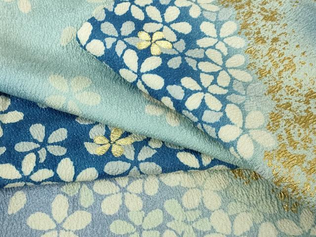 平和屋着物●極上 振袖 刺繍 舞花文 暈し染め 金糸 銀通し地 逸品 未使用 DZAB6990kh6