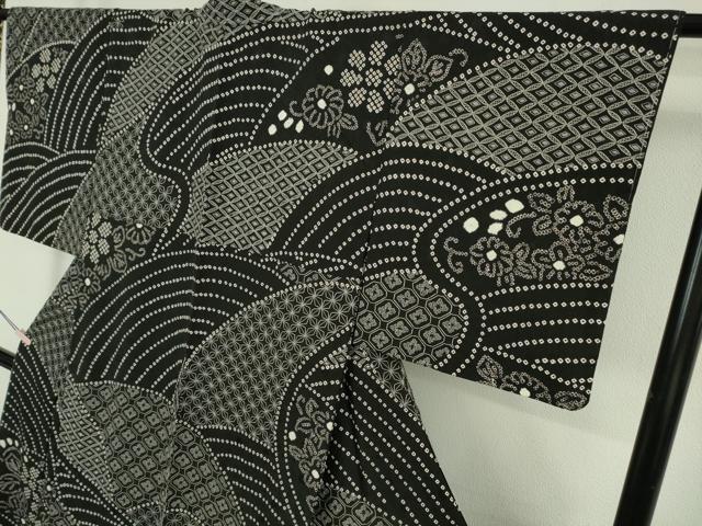 平和屋本店●極上 中国三大刺繍 スワトウ刺繍 刺し子 刺繍 訪問着 絞り 名物裂 黒地 さが美扱い 逸品 未使用 DZAB6994kh6
