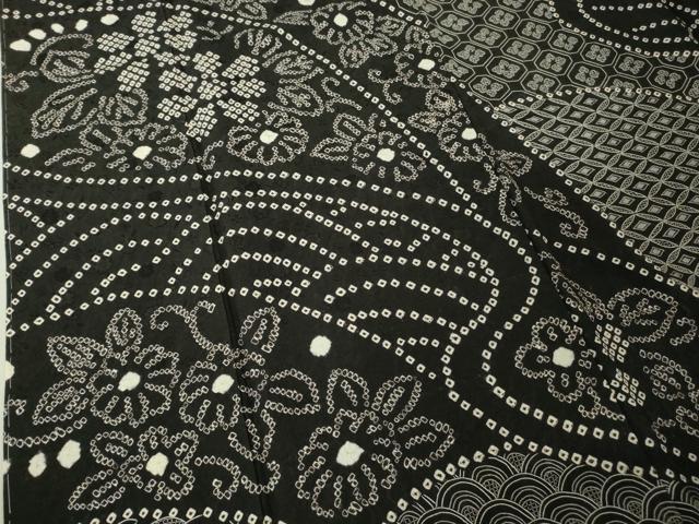 平和屋本店●極上 中国三大刺繍 スワトウ刺繍 刺し子 刺繍 訪問着 絞り 名物裂 黒地 さが美扱い 逸品 未使用 DZAB6994kh6
