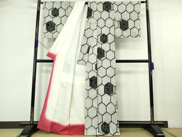 平和屋本店●極上 本疋田絞り 小紋 亀甲 陶器文 逸品 DZAB6999kh6